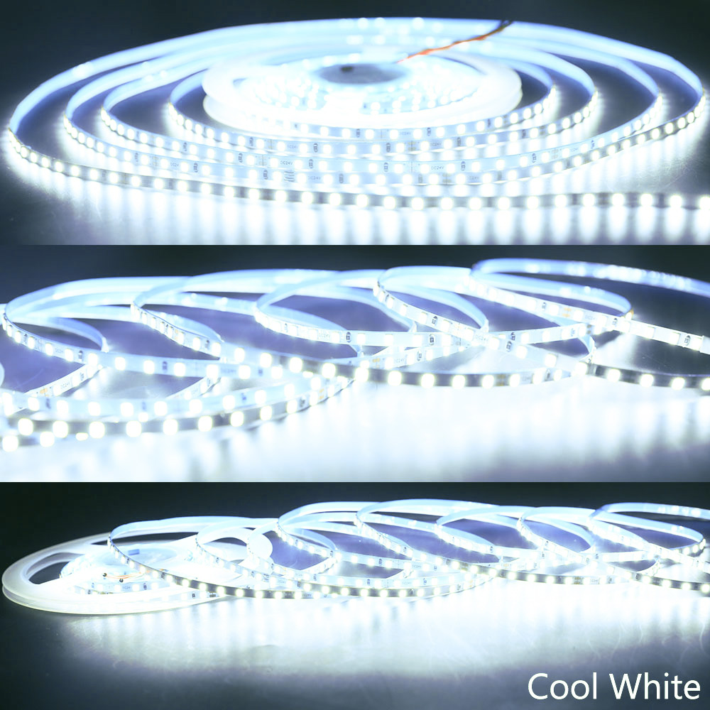 24V Bright White High Density 4mm Thin LED Light Strips 120LEDs/m